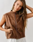 MAJ3261 SUEDE BUBBLE HEM VEST