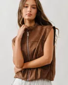 MAJ3261 SUEDE BUBBLE HEM VEST