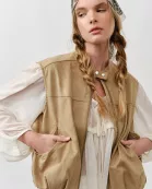 MAJ3261 SUEDE BUBBLE HEM VEST