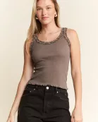 RUFFLE TRIM TANK TOP