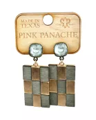 Checkerboard pattern dangle earring with Austrian crystal