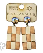 Checkerboard pattern dangle earring with Austrian crystal