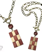 Checkerboard pattern pendant necklace with Austrian crystal