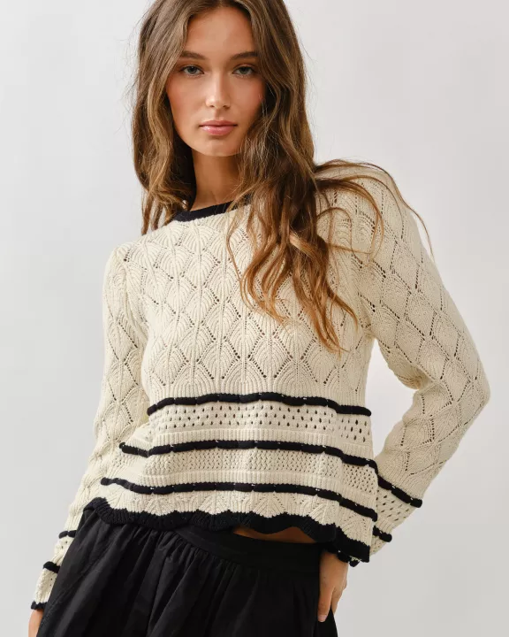 AJT5007 A LINE POINTELLE SWEATER TOP