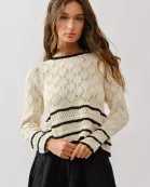 AJT5007 A LINE POINTELLE SWEATER TOP
