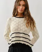 AJT5007 A LINE POINTELLE SWEATER TOP