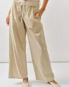 AJP5024 FRONT SHIRRING DETAIL DRAWSTRING STRAIGHT PANTS