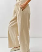 AJP5024 FRONT SHIRRING DETAIL DRAWSTRING STRAIGHT PANTS