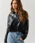 AJJ5010 OVERSIZED VEGAN LEATHER BOMBER JACKET