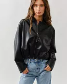 AJJ5010 OVERSIZED VEGAN LEATHER BOMBER JACKET