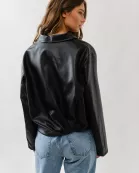 AJJ5010 OVERSIZED VEGAN LEATHER BOMBER JACKET