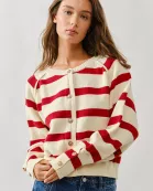 AJT5077 STRIPE REGLAN SWEATER CARDIGAN