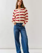 AJT5077 STRIPE REGLAN SWEATER CARDIGAN