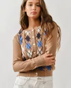 AJT5092 RELAXED FIT ARGYLE SWEATER CARDIGAN