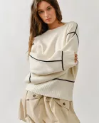 AJT5102 OVERSIZED FIT CONTRAST STITCHING SWEATER