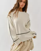 AJT5102 OVERSIZED FIT CONTRAST STITCHING SWEATER