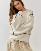 AJT5102 OVERSIZED FIT CONTRAST STITCHING SWEATER