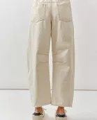 AJP5114 EMBROIDERED DETAIL COTTON BARREL PANTS
