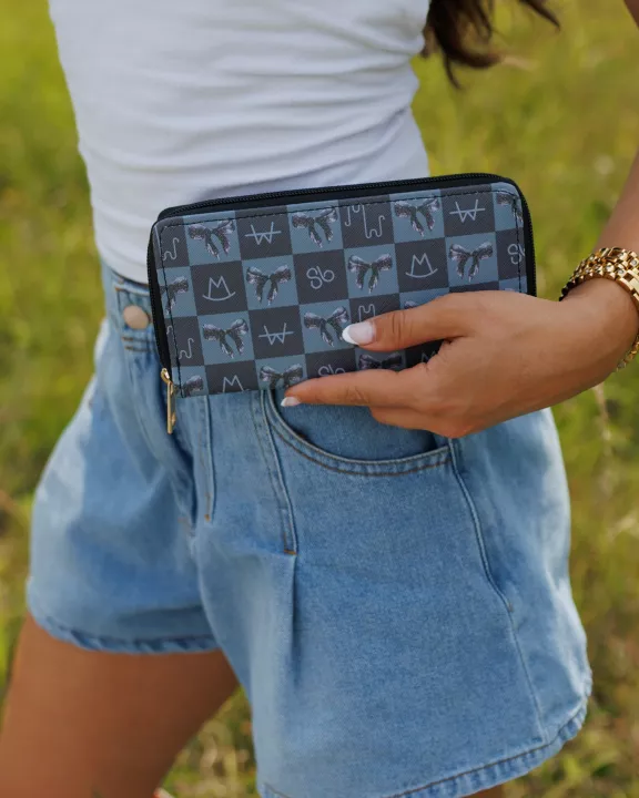 Bow Black Brand Checkerboard Wallet