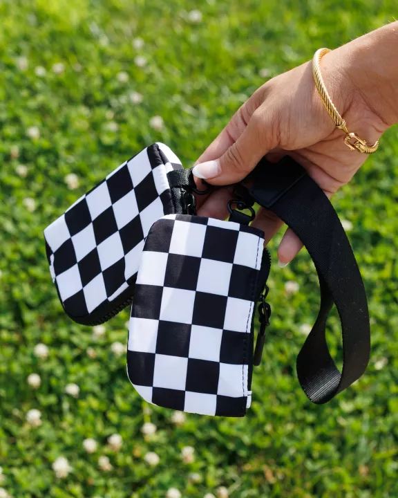 Checkerboard Dual Pouch Wristlet
