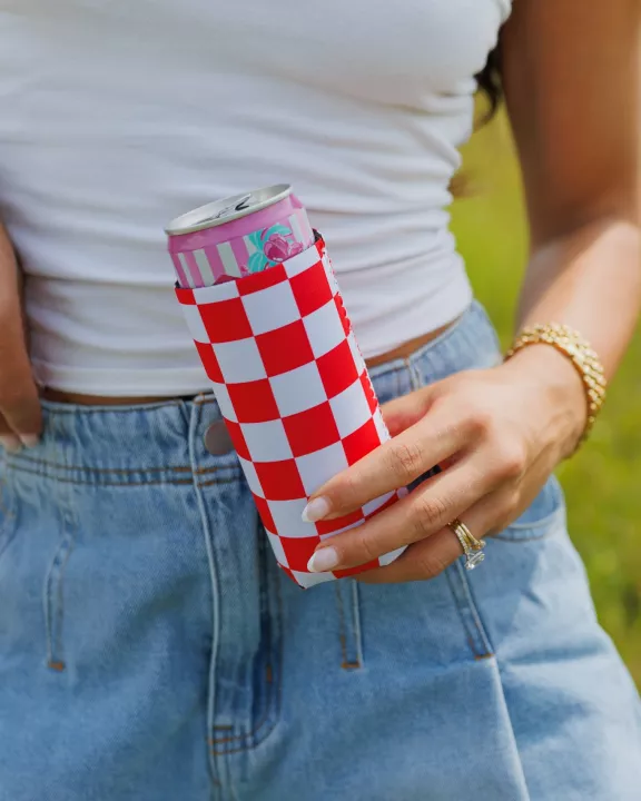 Red & White Checkerboard Coozie 2-Pack