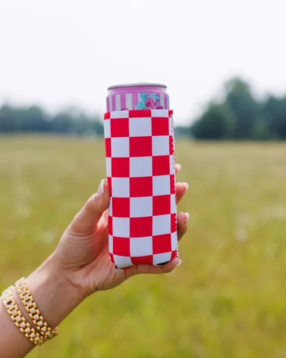 Red & White Checkerboard Coozie 2-Pack