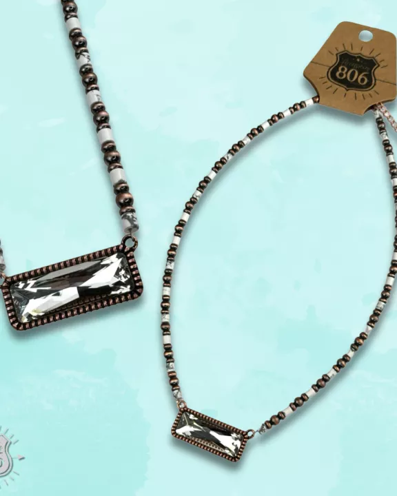 Rectangle crystal necklace