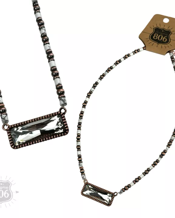 Rectangle crystal necklace