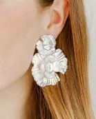 Zara Iridescent Statement Earrings - Silver