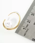 Pearl In The Center 14K-Gold-Dipped 25mm Sleek Hoop Earrings