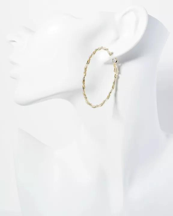 Wrapped With Snake Chain 14K-Gold-Dipped 50mm Latch-Back Hoop Earrings