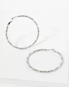 Wrapped With Snake Chain 14K-Gold-Dipped 50mm Latch-Back Hoop Earrings