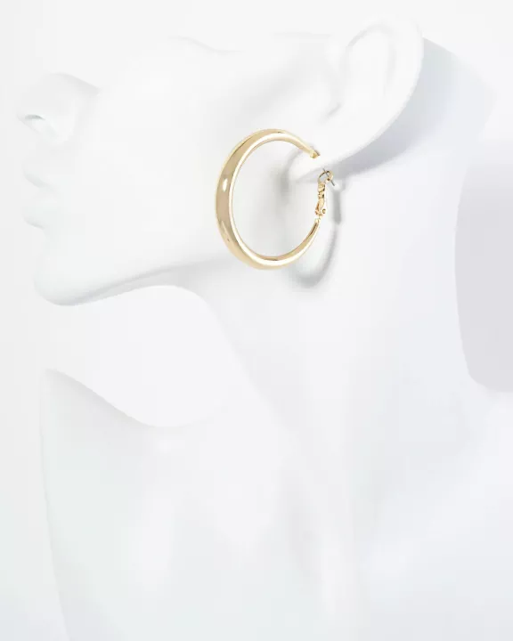 40mm Polished 14K-Gold-Dipped Tapered Classic Hoop Earrings