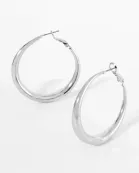 40mm Polished 14K-Gold-Dipped Tapered Classic Hoop Earrings
