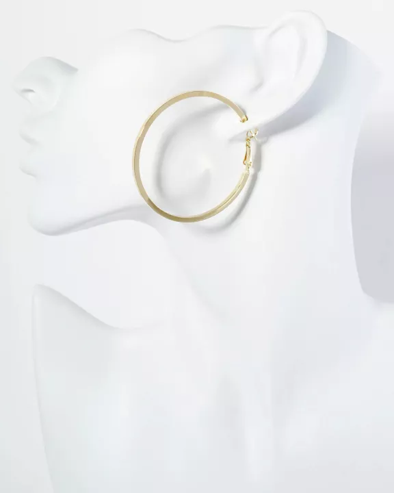 50mm 14K-Gold-Dipped Smooth Classic Latch-Back Hoop Earrings