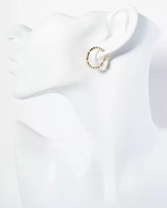 20mm 14K-Gold-Dipped Latch-Back Hoop Earrings With A Texture That Maximizes Shine