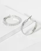 30mm Hammered-Texture 14K-Gold-Dipped Latch Back Chunky Hoop Earrings