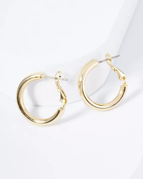 20mm 14K-Gold-Dipped Latch Back Hoop Earrings With 2 And A Half Mm Thickness