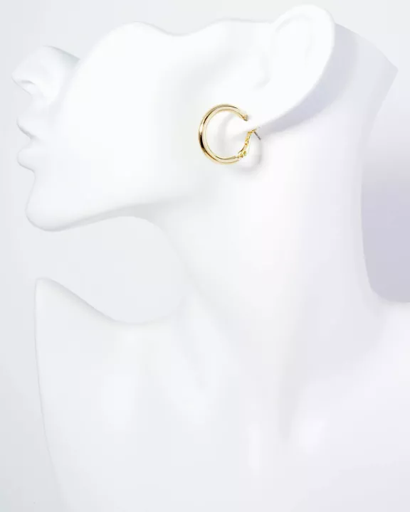 20mm 14K-Gold-Dipped Latch Back Hoop Earrings With 2 And A Half Mm Thickness