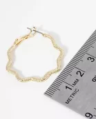 30mm Textured 14K-Gold-Dipped Abstract Wavy Latch Back Hoop Earrings