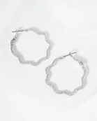 30mm Textured 14K-Gold-Dipped Abstract Wavy Latch Back Hoop Earrings