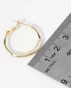 25mm 14K-Gold-Dipped Latch-Back Hoop Earrings With Center Textured Accent