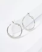 25mm 14K-Gold-Dipped Latch-Back Hoop Earrings With Center Textured Accent