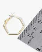 20mm Polished 14K-Gold-Dipped Hexagon Latch Back Hoop Earrings