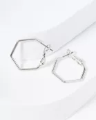 20mm Polished 14K-Gold-Dipped Hexagon Latch Back Hoop Earrings