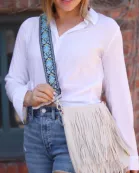Kelce Influencer Style Vegan Fringe Bucket bag - Strap not included