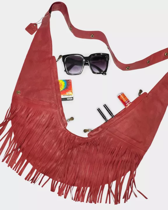 Kwagala Fringe Leather Sash Bag