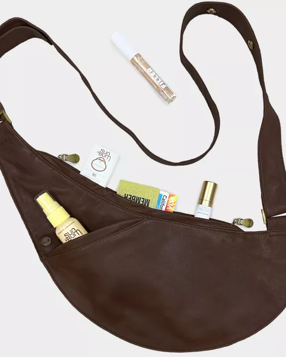 Espresso Leather Half Sash Bag