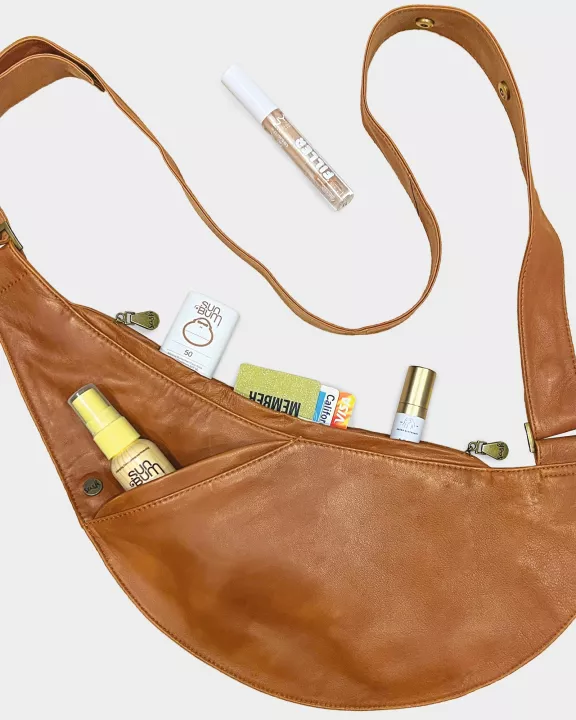 Amber Leather Half Sash Bag