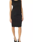Le Suit Scoop Neck Back Zipper Sleeveless Dress with Hook & Eye Closure Front Jacket